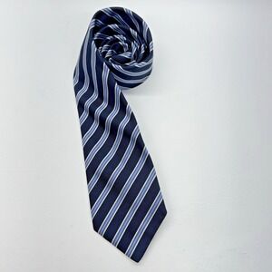 The Conway Tie Made in England Blue Striped Repp Regimental‎ Preppy Silk Tie